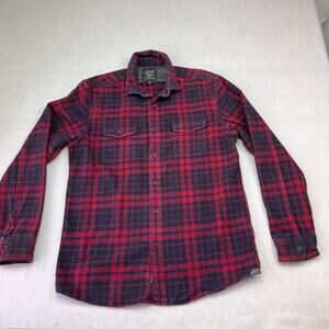 Grayers Shirt Mens M Red/Blue Heritage Flannel Button Up Long Sleeve Outdoors